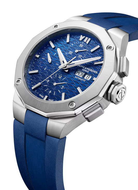 Riviera 10623 Automatic Chronograph, Date Display, 43mm Steel Case, Rubber Strap