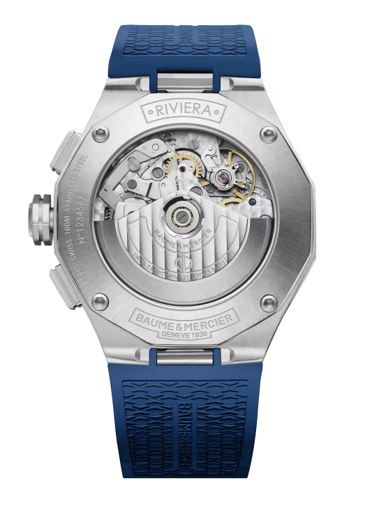 Riviera 10623 Automatic Chronograph, Date Display, 43mm Steel Case, Rubber Strap