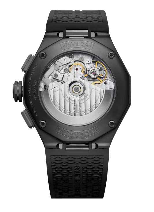 Riviera 10625 Automatic Chronograph, Date Display, 43mm Steel Case, Rubber Strap