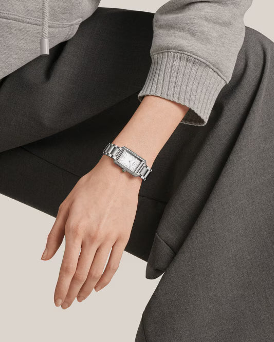 Hampton 10631 Quartz, Diamond-Set 35 x 22 mm Steel Case & Bracelet