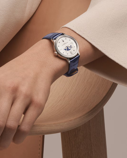Classima 10329 Quartz, Moon Phase, Diamond Set Dial, 31 mm Steel Case, Leather