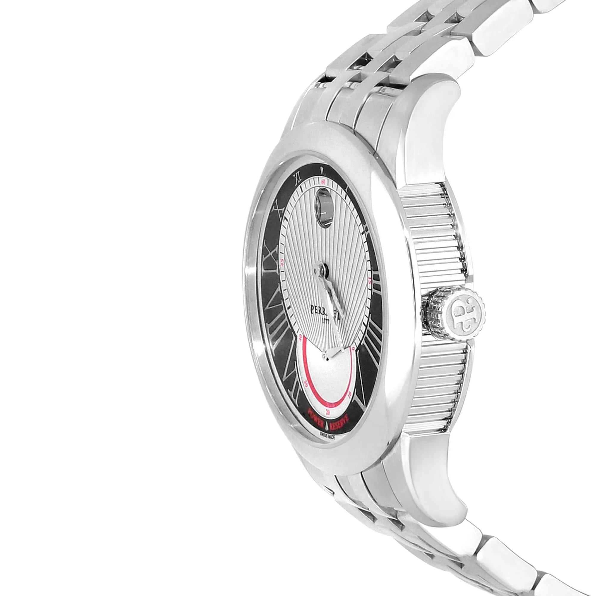 Perrelet Power Reserve A1004, 42mm Stainless Steel Automatic Silver and Black Dial - Shami Fine Watchmaking & Jewelry