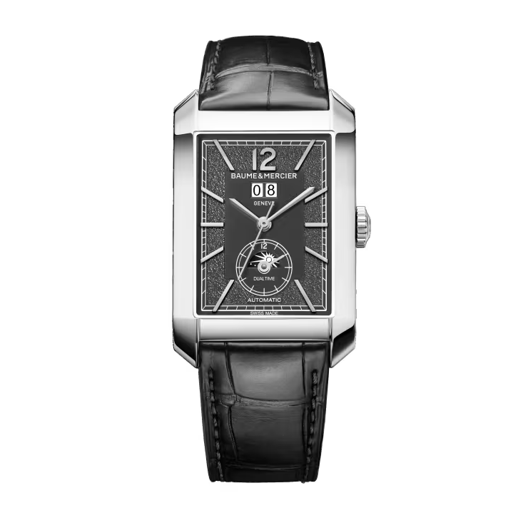 Hampton 10666 Automatic, Dual Time, Big Date, 48x31mm Steel Case, Leather Strap