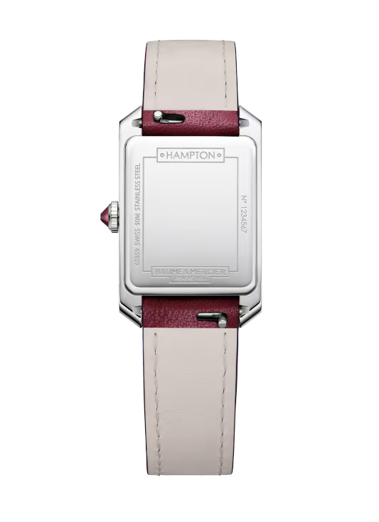 Hampton 10673 Quartz Watch, 35x22mm Steel Case, Leather Strap