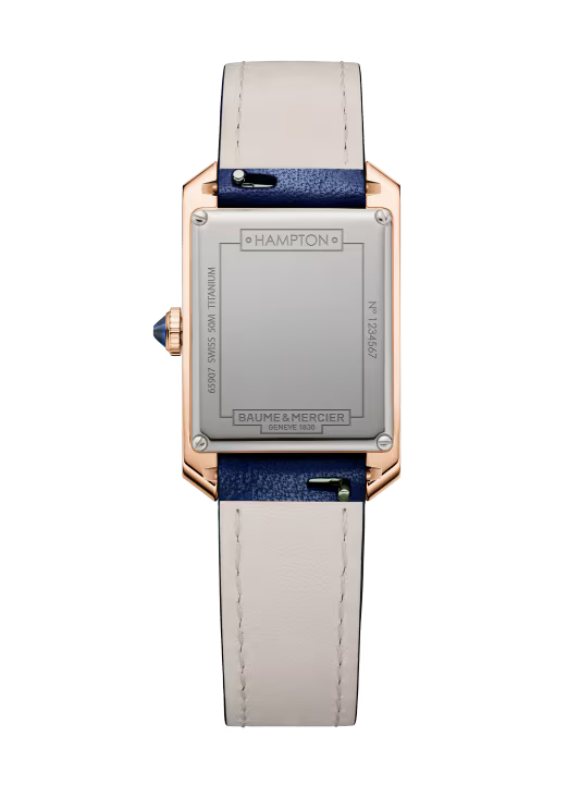 Hampton 10674 Quartz Watch, 18k Pink Gold Titanium 35x22.mm Case, Leather Strap