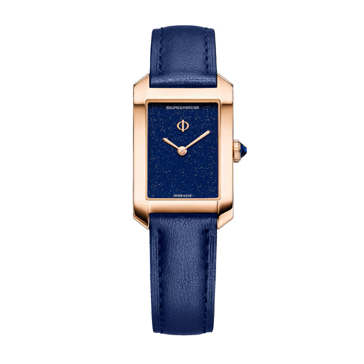 Hampton 10674 Quartz Watch, 18k Pink Gold Titanium 35x22.mm Case, Leather Strap