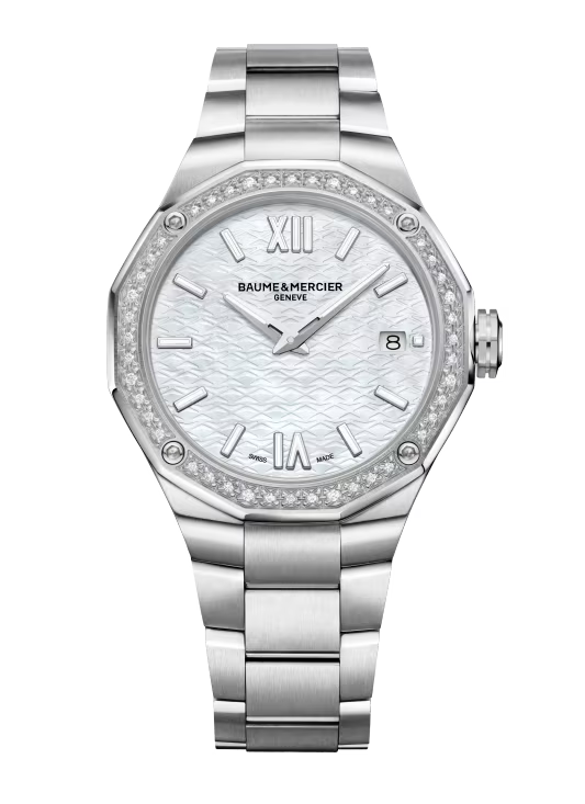 Riviera 10662 Quartz, Date Display, Diamond Set 36mm Steel Case & Bracelet