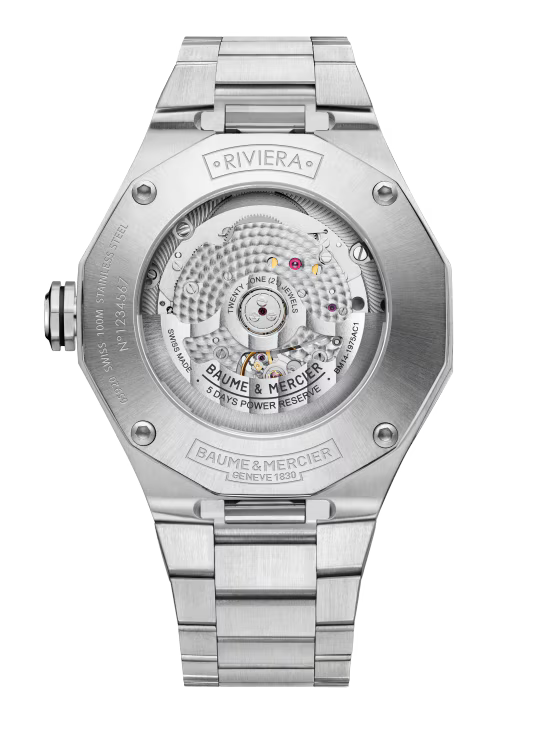 Riviera 10682 Automatic, Moon Phase Date Display, 43mm Steel Case & Bracelet
