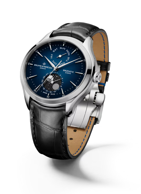 Clifton 10593 Automatic Watch, Moon Phase, Date, 42mm, Leather