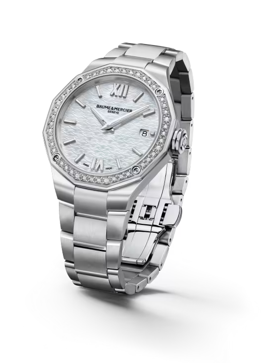 Riviera 10662 Quartz, Date Display, Diamond Set 36mm Steel Case & Bracelet