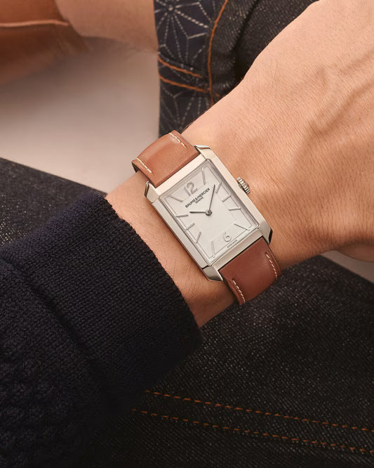 Hampton 10670 Quartz Watch, 43x27.5mm Steel Case, Leather Strap