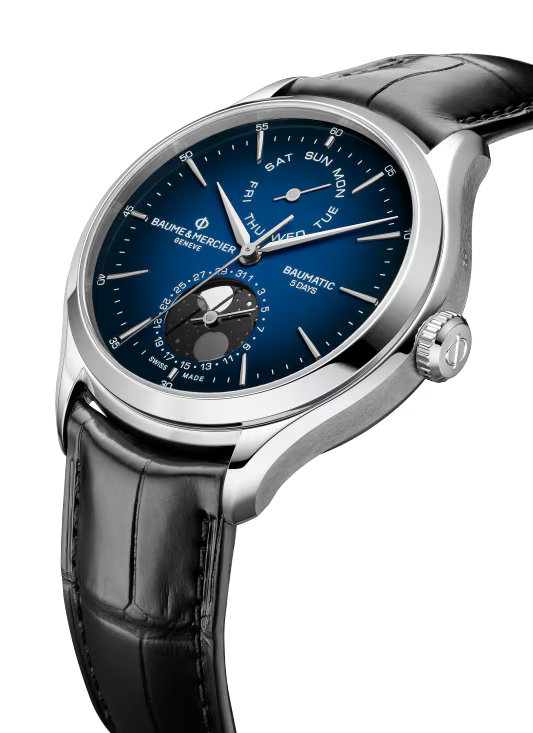 Clifton 10593 Automatic Watch, Moon Phase, Date, 42mm, Leather