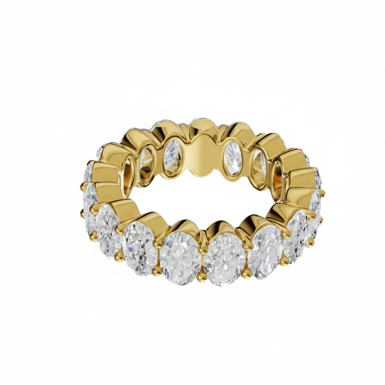 14k Gold Lab Oval Diamond Common Prong Eternity Band - Shami Fine Watchmaking & Jewelry