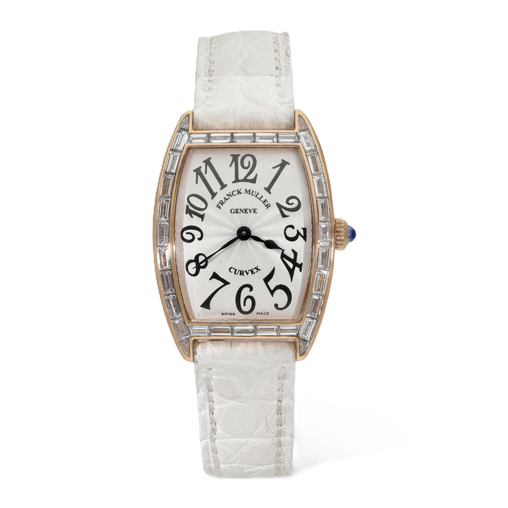 Franck Muller Cintree Curvex 18K Rose Gold Baguette Diamond Quartz Ladies Watch