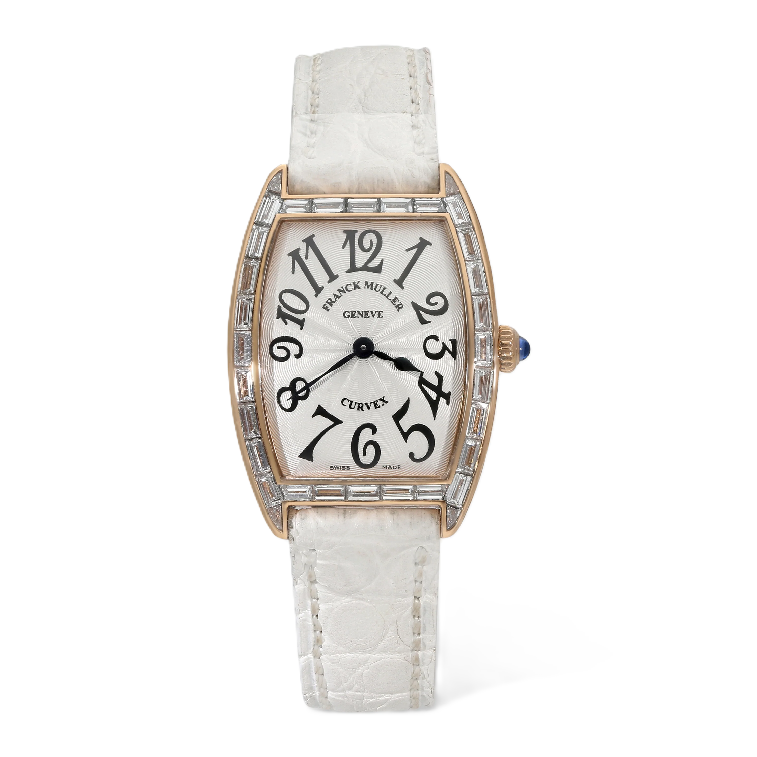 Franck Muller Cintree Curvex 18K Rose Gold Baguette Diamond Quartz Ladies Watch