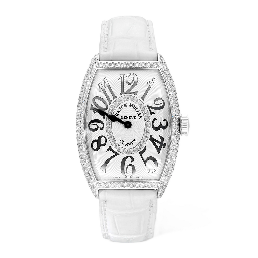 Franck Muller Cintrée Curvex 18K White Gold Diamond Quartz Ladies Watch