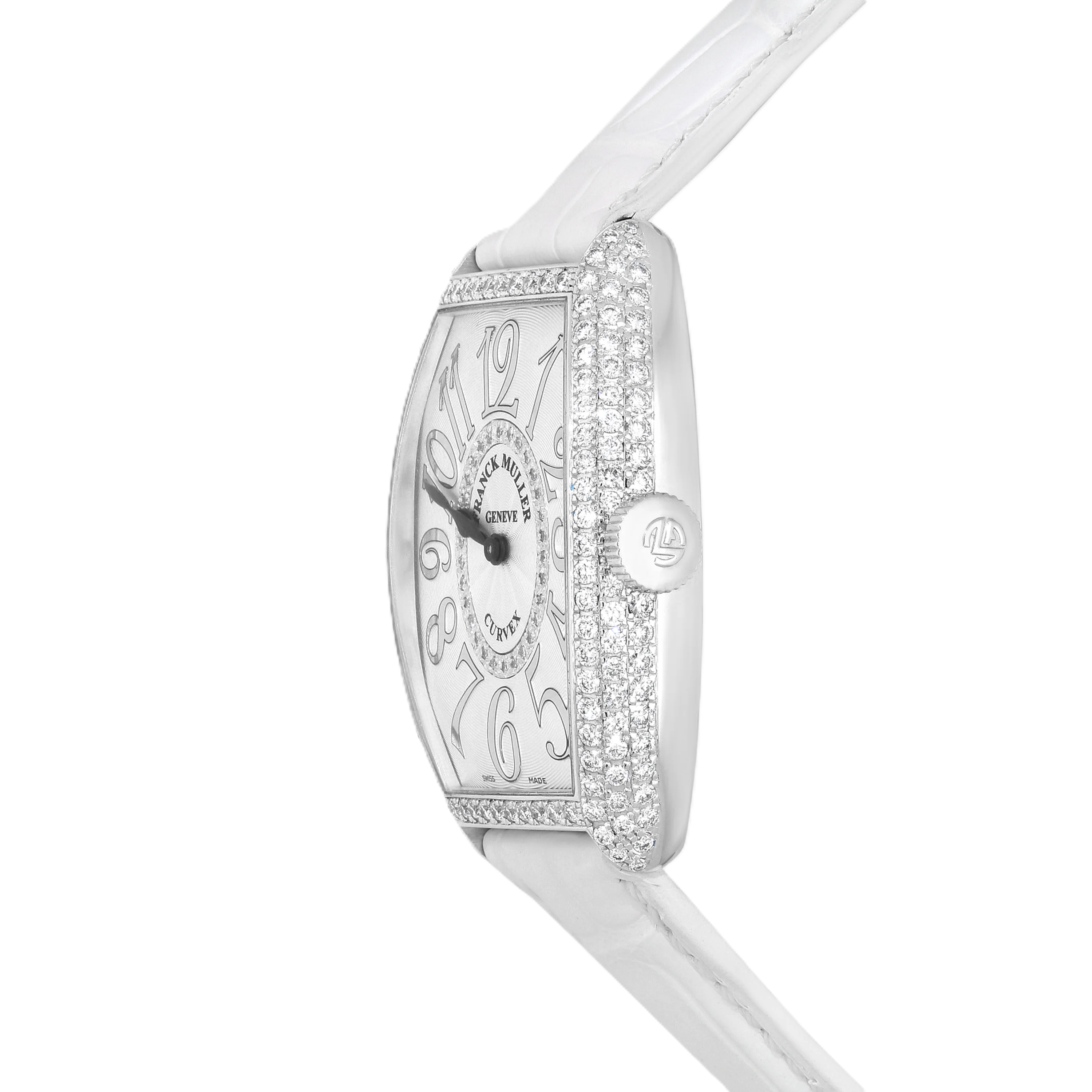 Franck Muller Cintrée Curvex 18K White Gold Diamond Quartz Ladies Watch