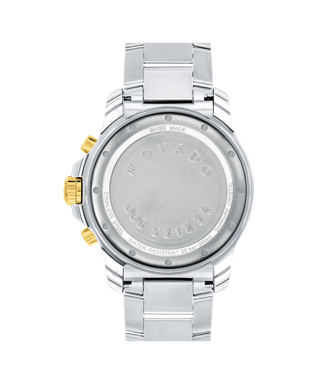 Movado Series 800, Quartz, Black Chronograph Dial, 42 mm Gold PVD Stainless Steel Case, Bracelet