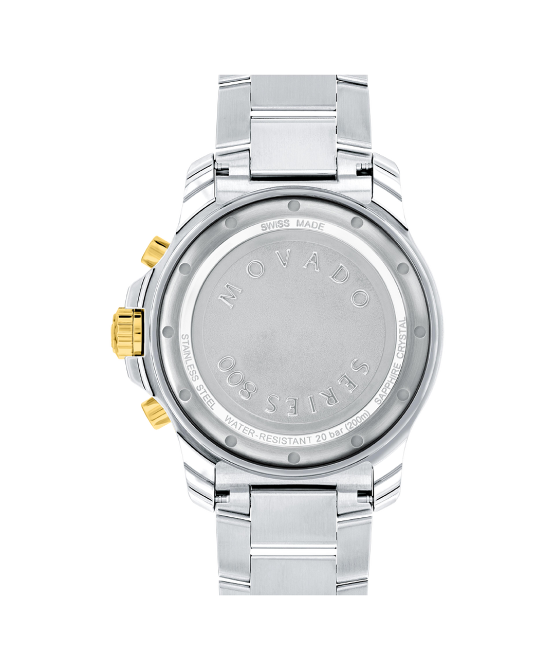 Movado Series 800, Quartz, Black Chronograph Dial, 42 mm Gold PVD Stainless Steel Case, Bracelet