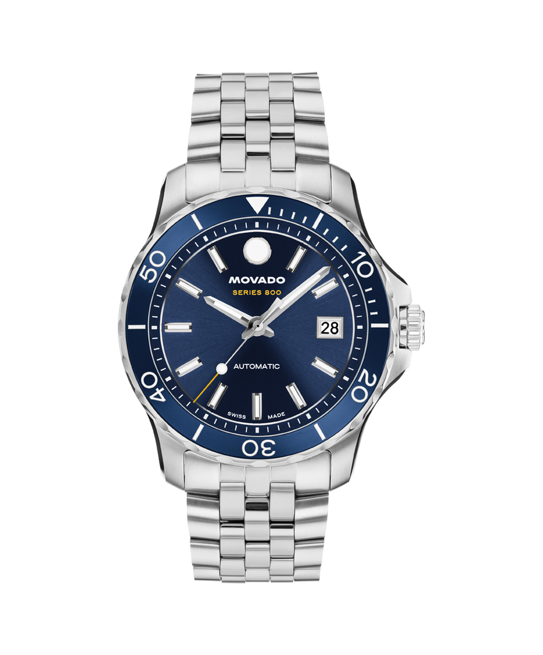 Movado Series 800, Automatic, Blue Dial, 40mm Stainless Steel Case, Bracelet
