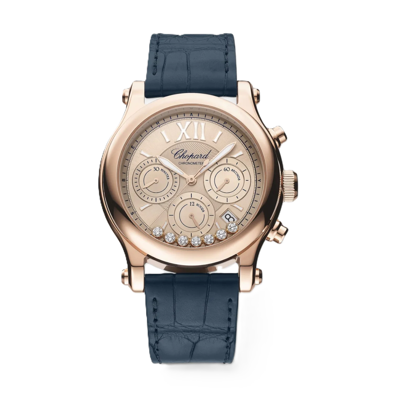 Chopard Happy Sport Chrono 18K Rose Gold Diamond Automatic Ladies Watch
