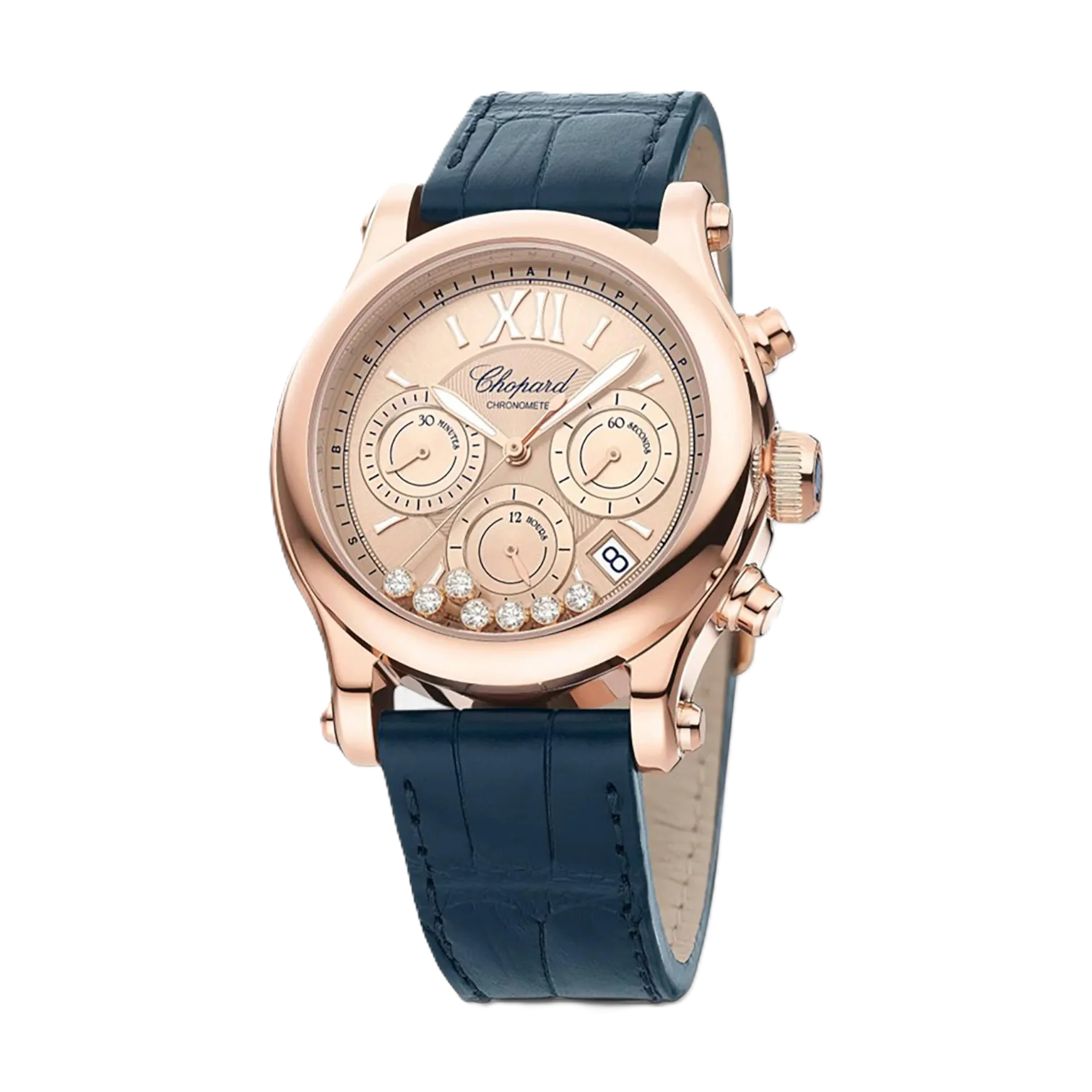 Chopard Happy Sport Chrono 18K Rose Gold Diamond Automatic Ladies Watch