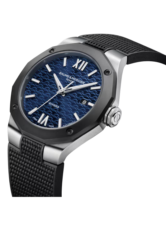 Riviera 10768 Automatic, Steel-ADLC, 42mm, Rubber Strap