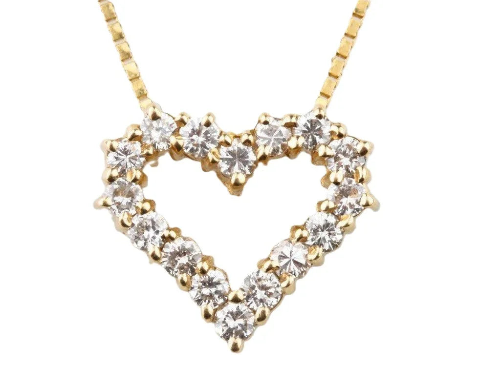 18k yellow gold 0.48 carat Natural Diamond Heart Pendant - Shami Fine Watchmaking & Jewelry