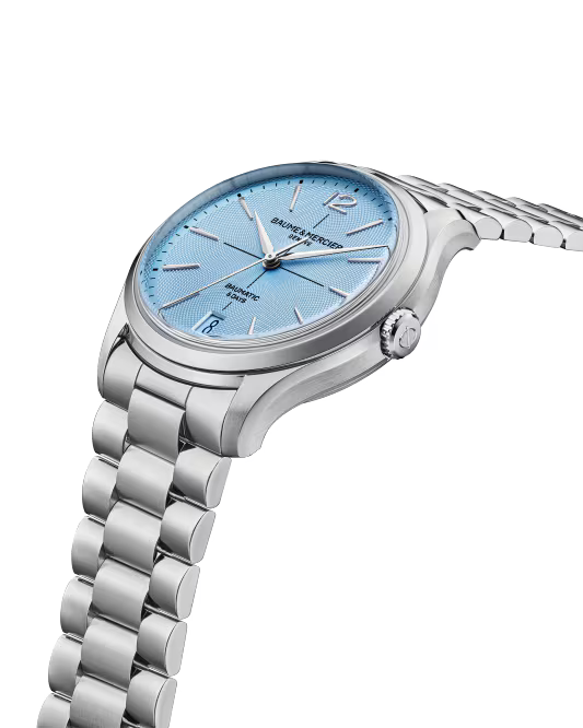 Clifton 10870 39mm Steel Case & Bezel, Exhibition Back, Automatic, Glacier Blue Dial, Steel Bracelet
