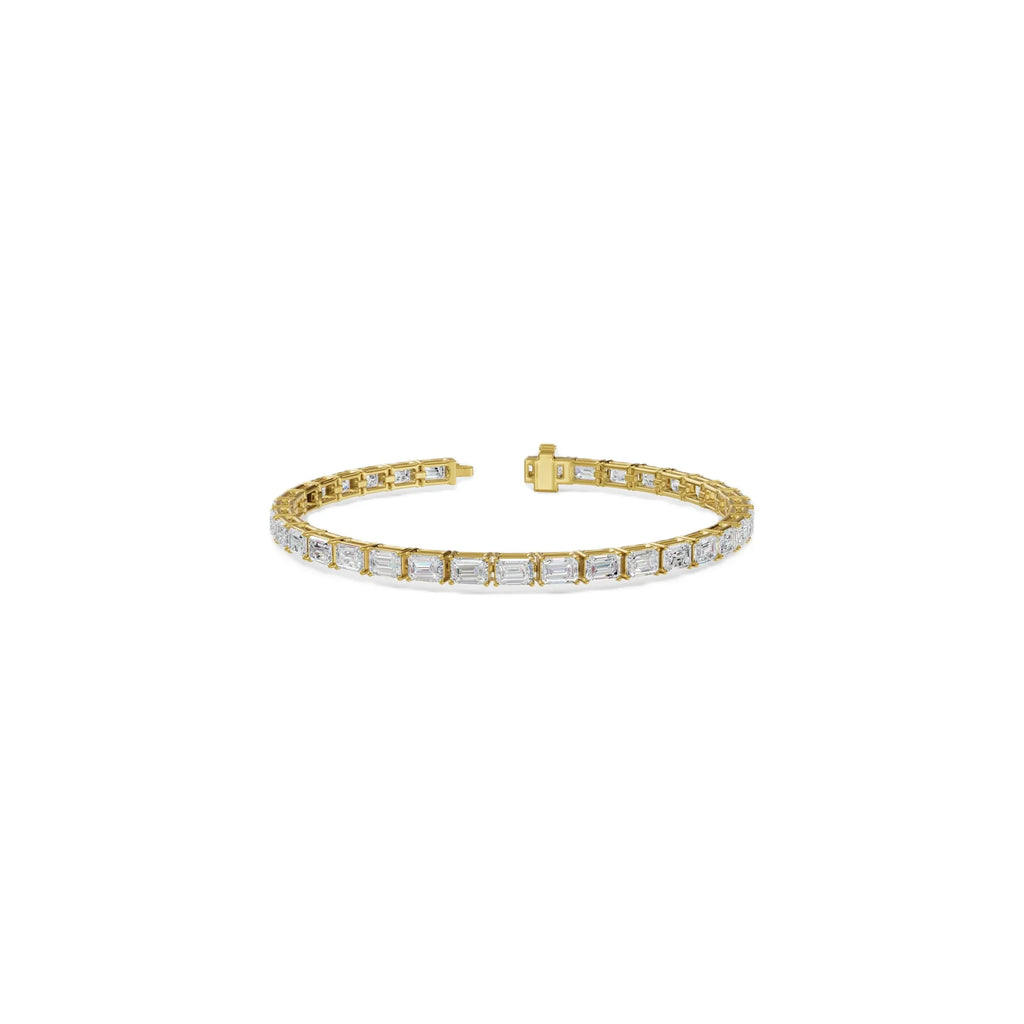 14k Gold Emerald Cut E/F, VS+ East-West Lab Diamond Tennis Bracelet - Shami Fine Watchmaking & Jewelry