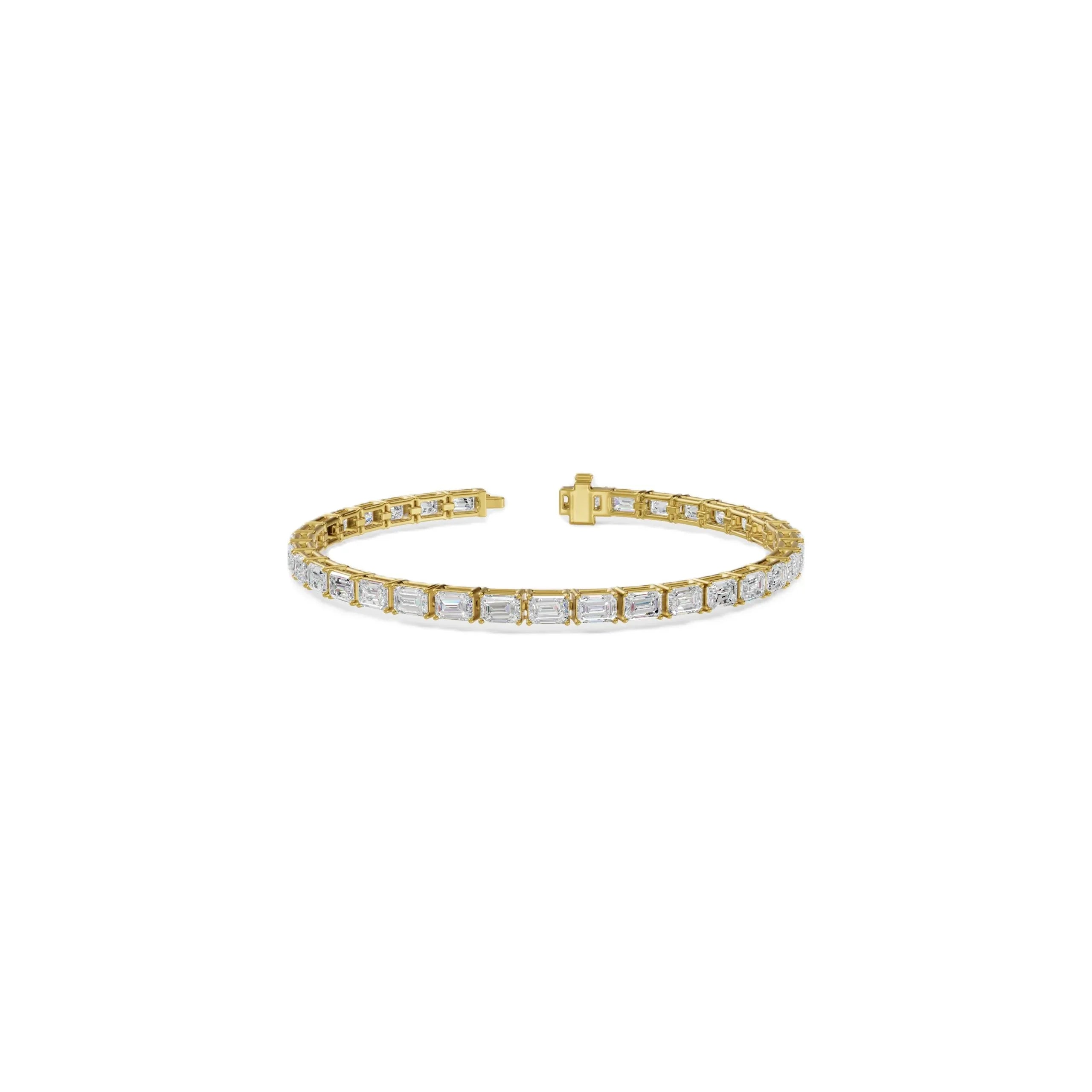 14k Gold Emerald Cut E/F, VS+ East-West Lab Diamond Tennis Bracelet - Shami Fine Watchmaking & Jewelry