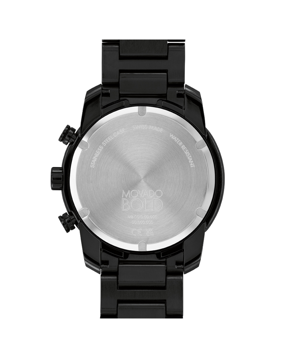 Movado Bold Verso Chronograph, Quartz, Black/Gold Dial, 44 mm Black PVD Stainless Steel Case, Bracelet