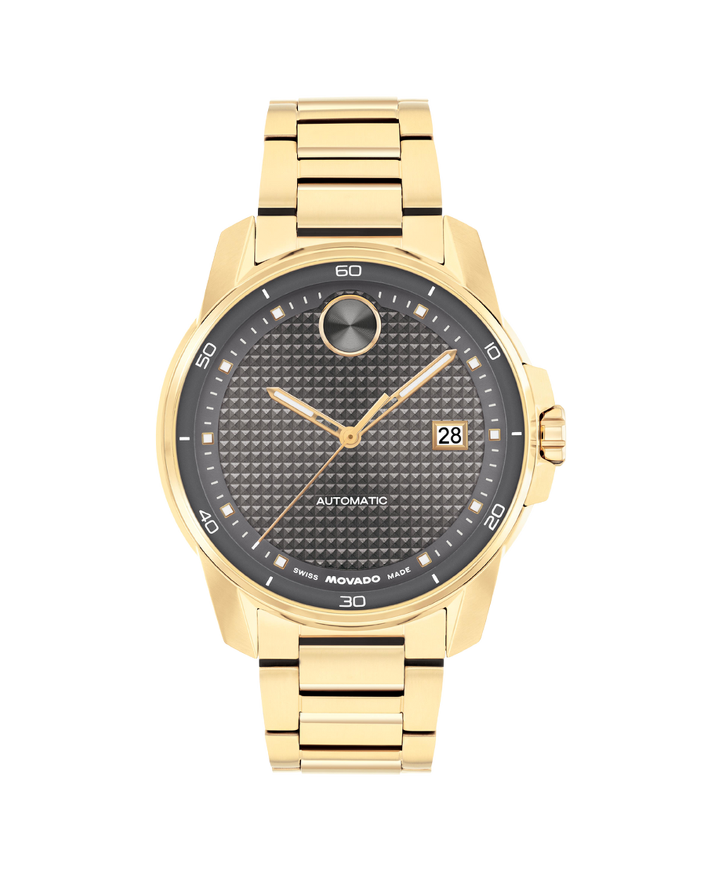 Movado Bold Verso Automatic, Grey Dial, 41mm Gold PVD Case, Bracelet