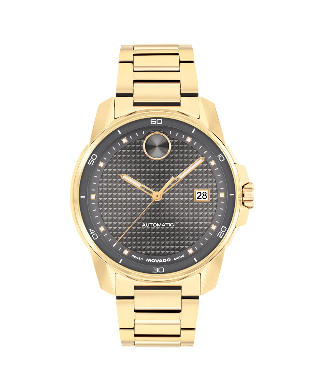 Movado Bold Verso Automatic, Grey Dial, 41mm Gold PVD Case, Bracelet