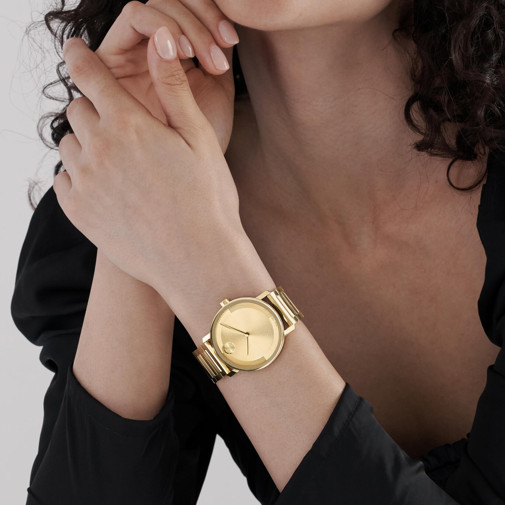 Movado Bold Evolution, Quartz, Gold Dial, 40mm Gold PVD Case, Bracelet