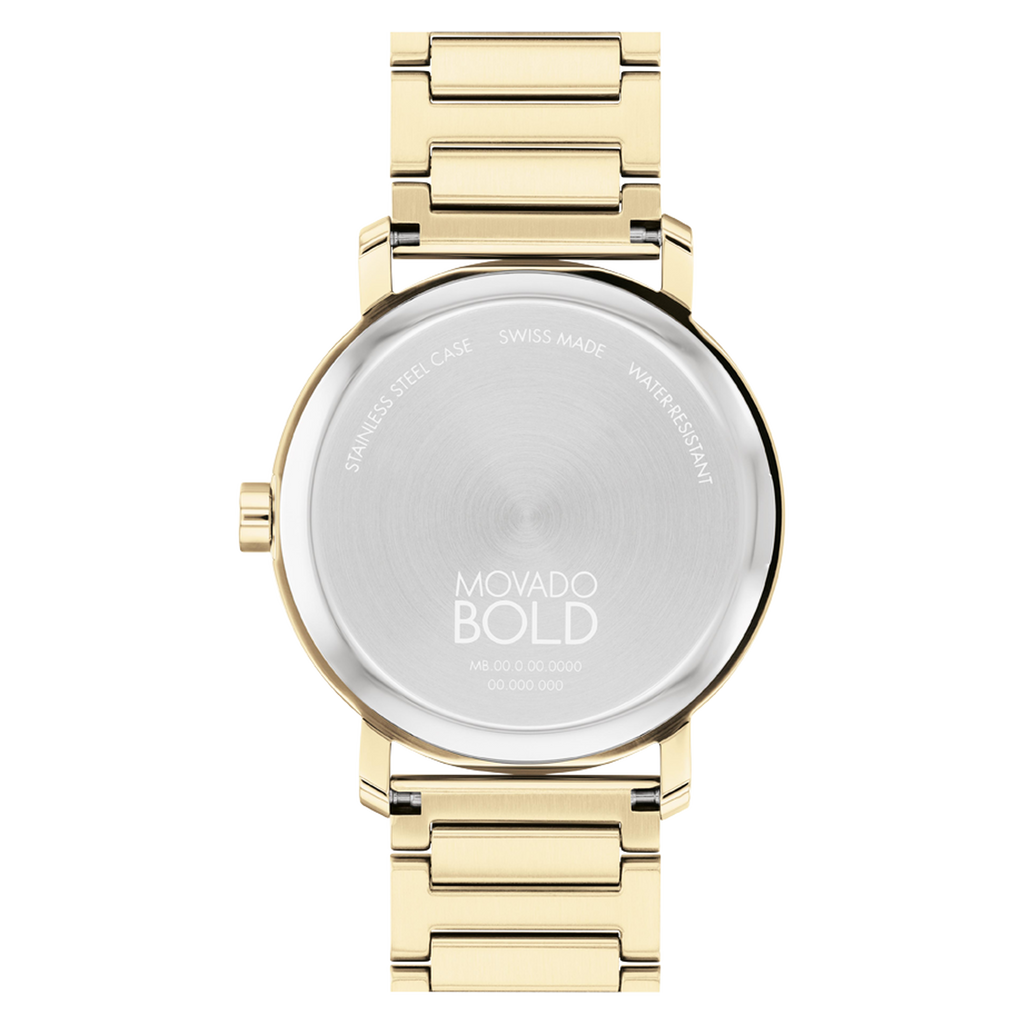 Movado Bold Evolution, Quartz, Gold Dial, 40mm Gold PVD Case, Bracelet