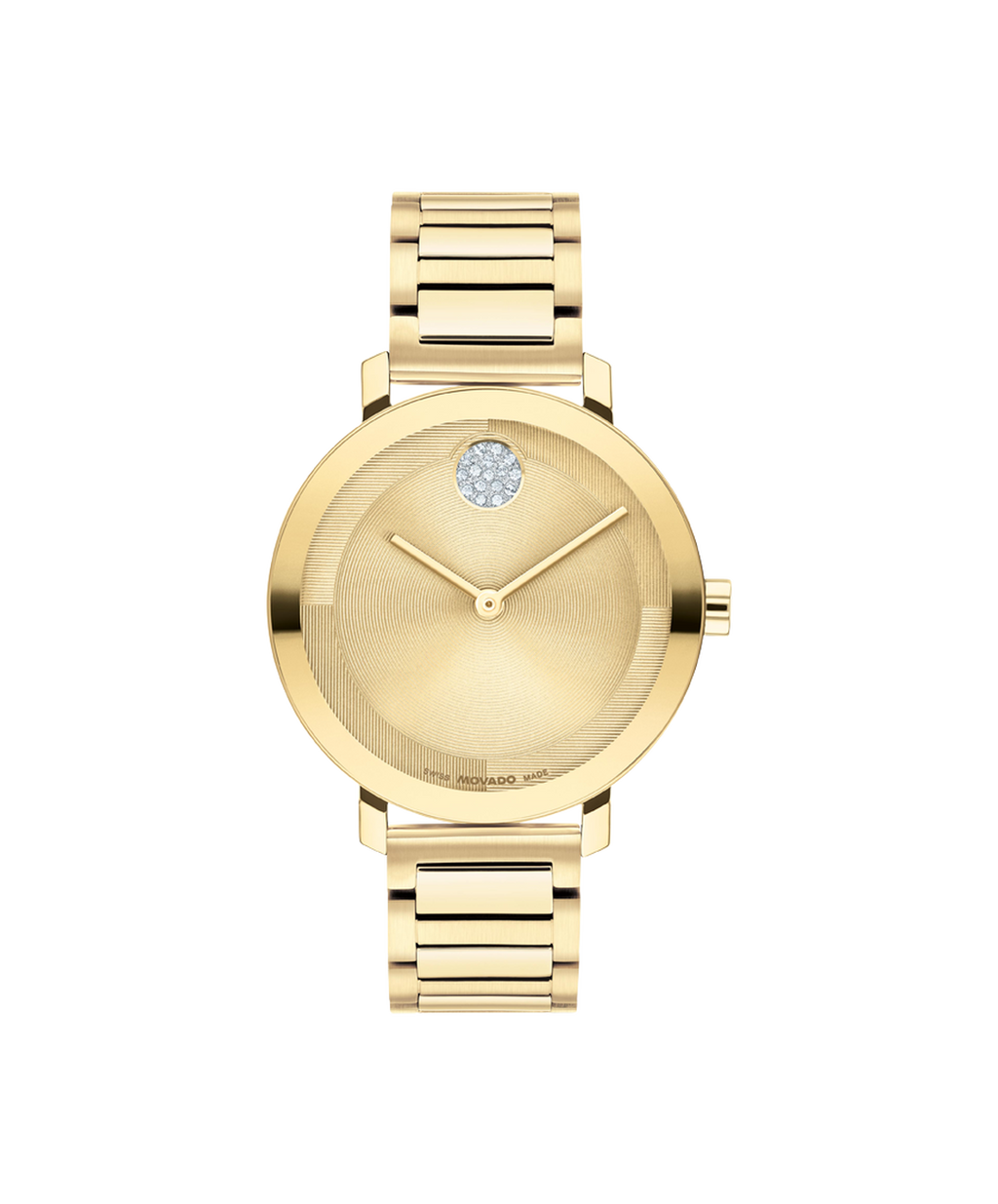 Movado Bold Evolution, Quartz, Crystal Dot Gold Dial, 34mm Gold PVD Case, Bracelet
