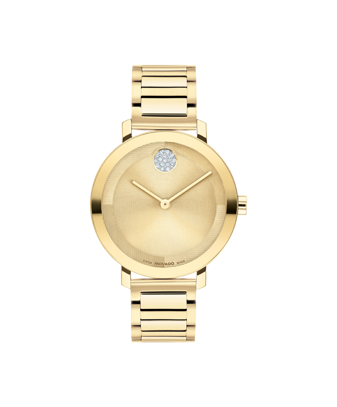 Movado Bold Evolution, Quartz, Crystal Dot Gold Dial, 34mm Gold PVD Case, Bracelet