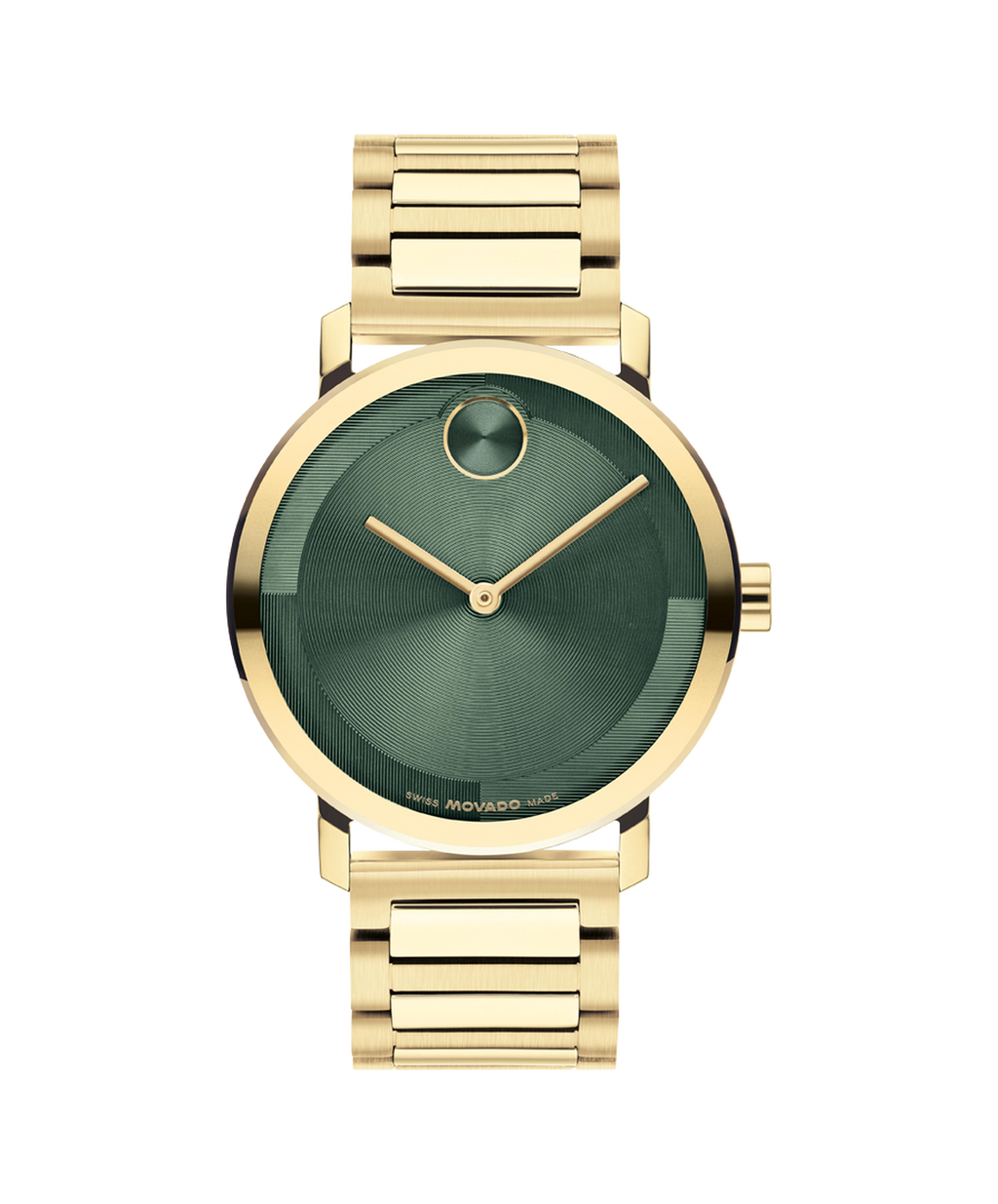 Movado Bold Evolution, Quartz, Green Dial, 40mm Gold PVD Case, Bracelet