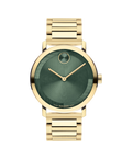 Movado Bold Evolution, Quartz, Green Dial, 40mm Gold PVD Case, Bracelet