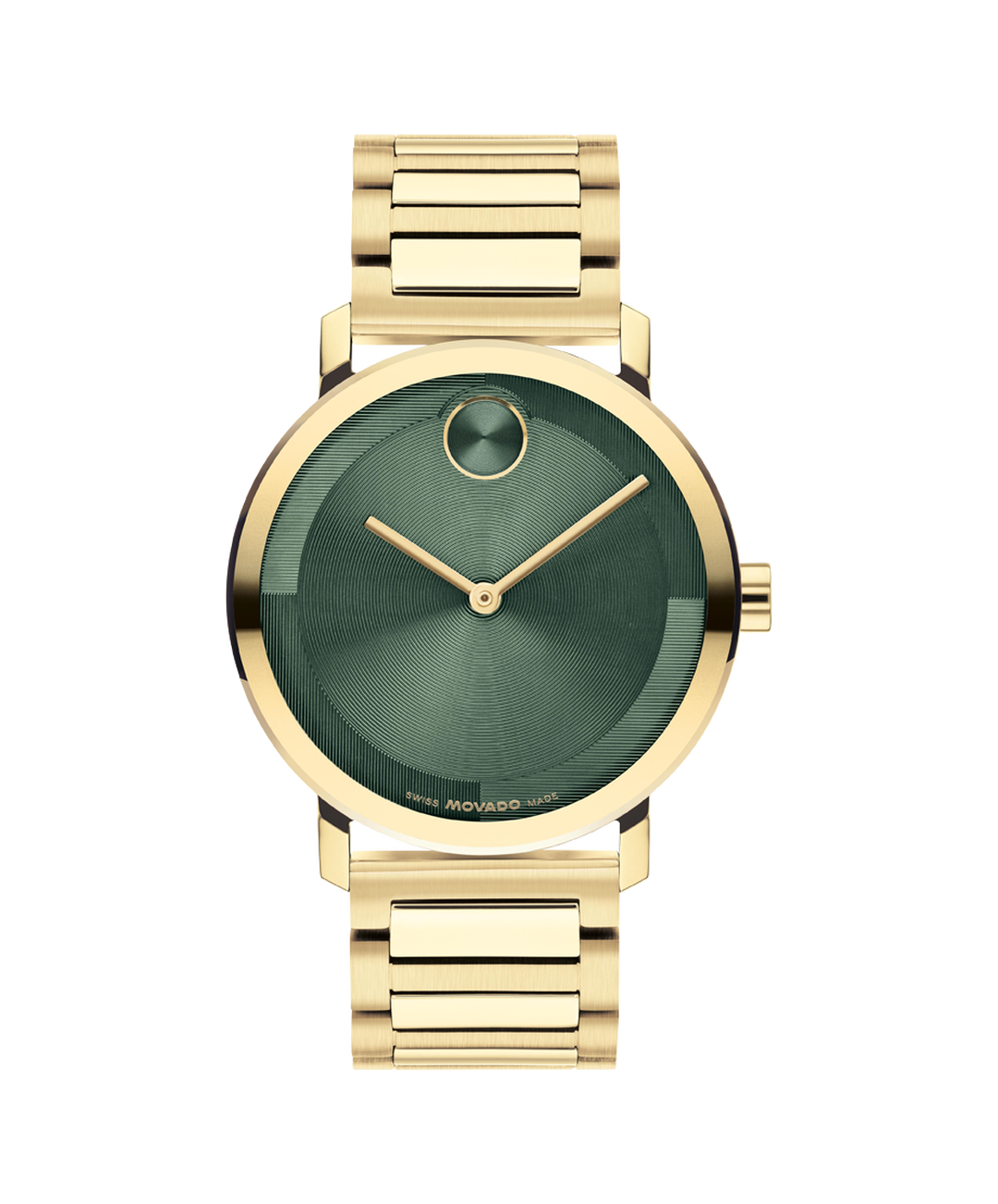 Movado Bold Evolution, Quartz, Green Dial, 40mm Gold PVD Case, Bracelet