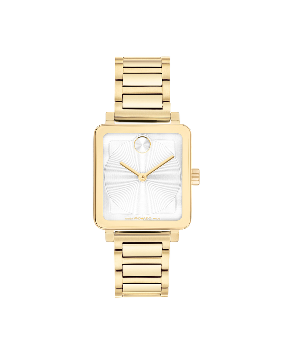 Movado Bold Evolution, Quartz, White Dial, 28x26mm Gold PVD Case, Bracelet