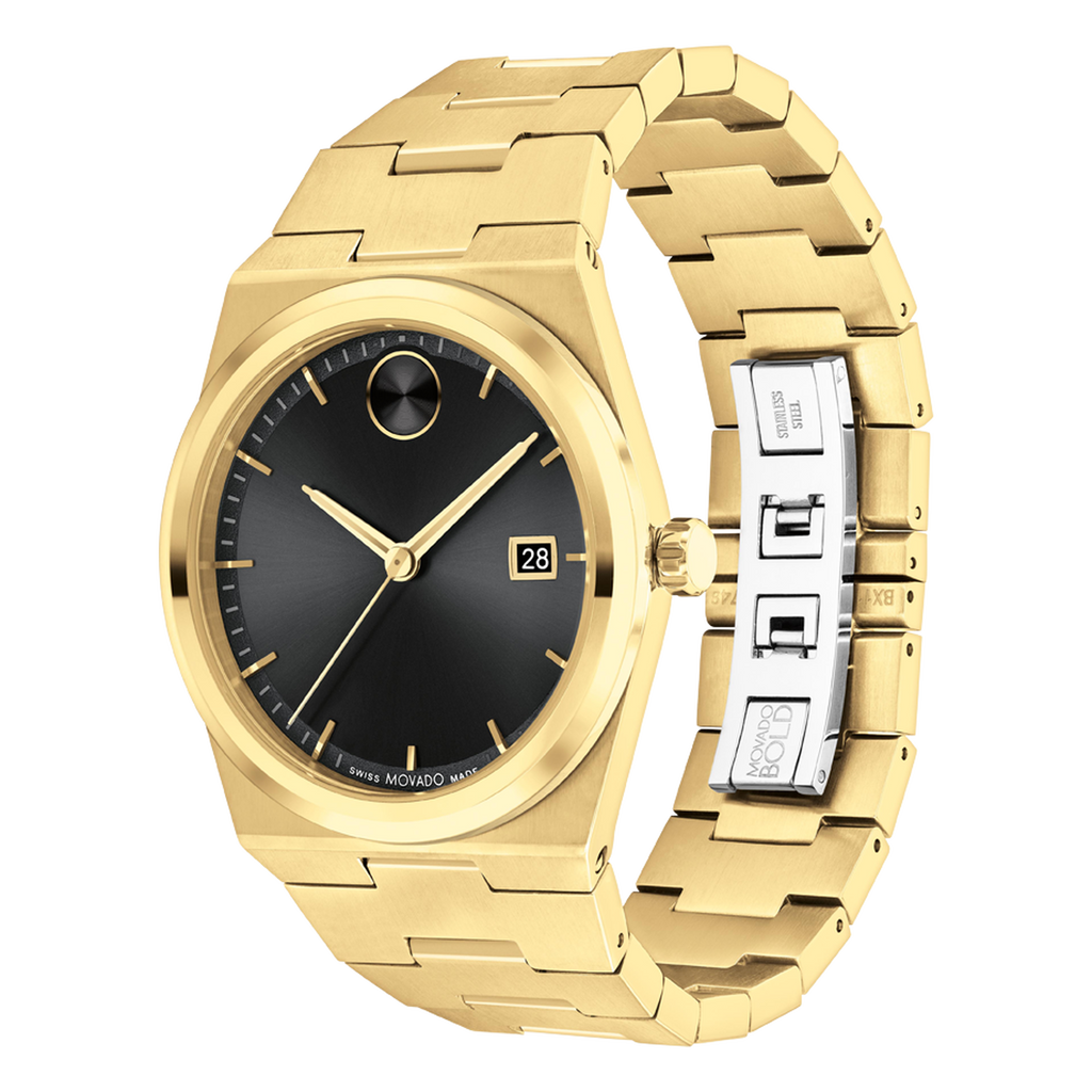 Bold Quest, Quartz, Black Dial, 40mm Gold PVD Case, Bracelet