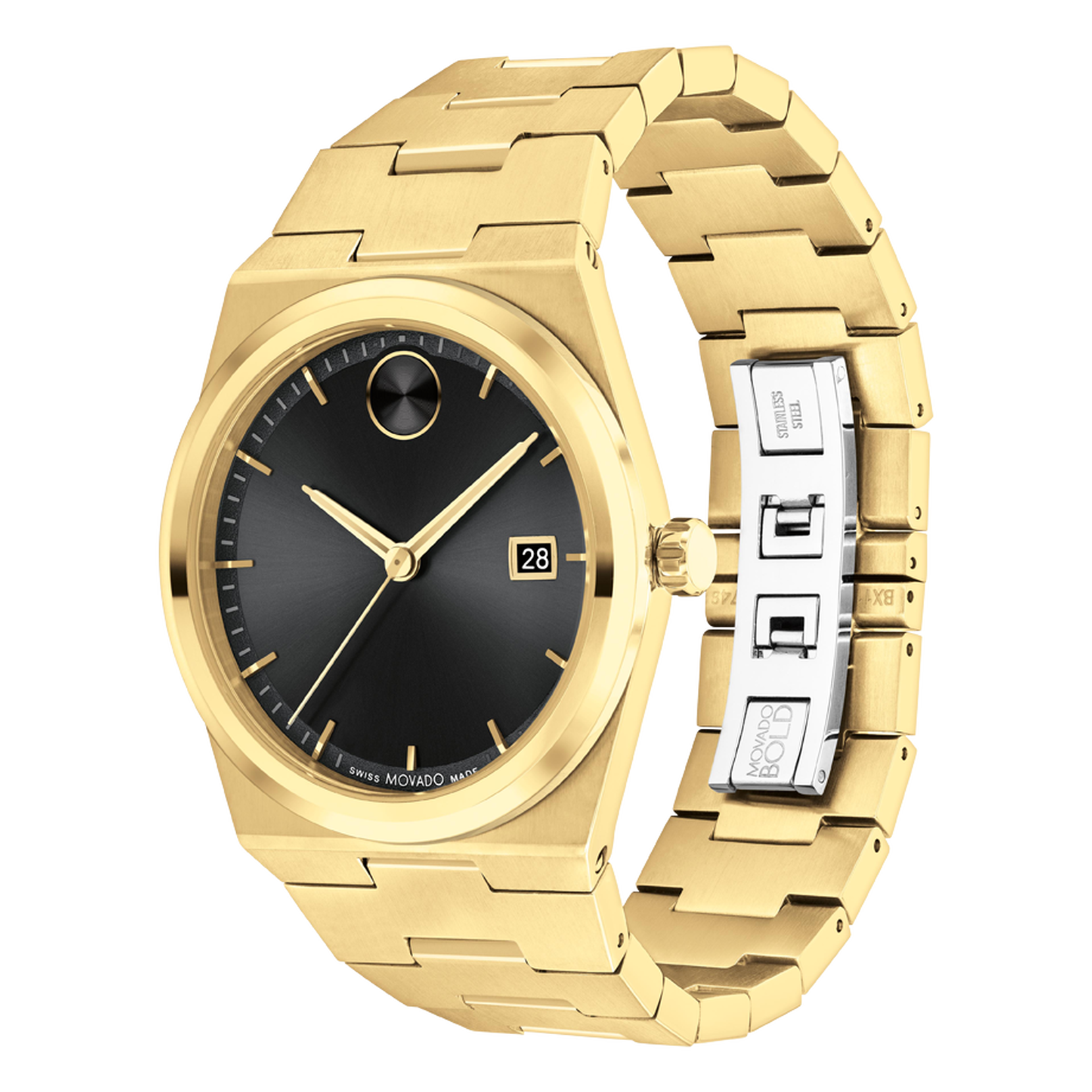 Bold Quest, Quartz, Black Dial, 40mm Gold PVD Case, Bracelet