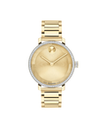Movado Bold Evolution, Quartz, Gold Dial, 34mm Gold PVD Case, Crystal Bezel, Bracelet