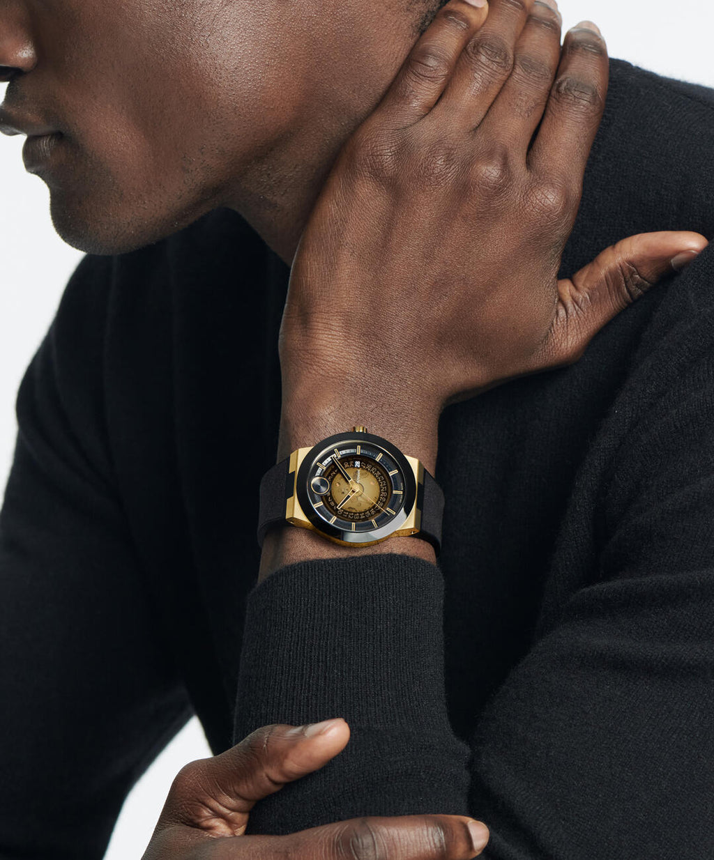 Movado Bold Fusion, Exhibition Dial and Case Back, 44mm, Rubber Strap, Clasp