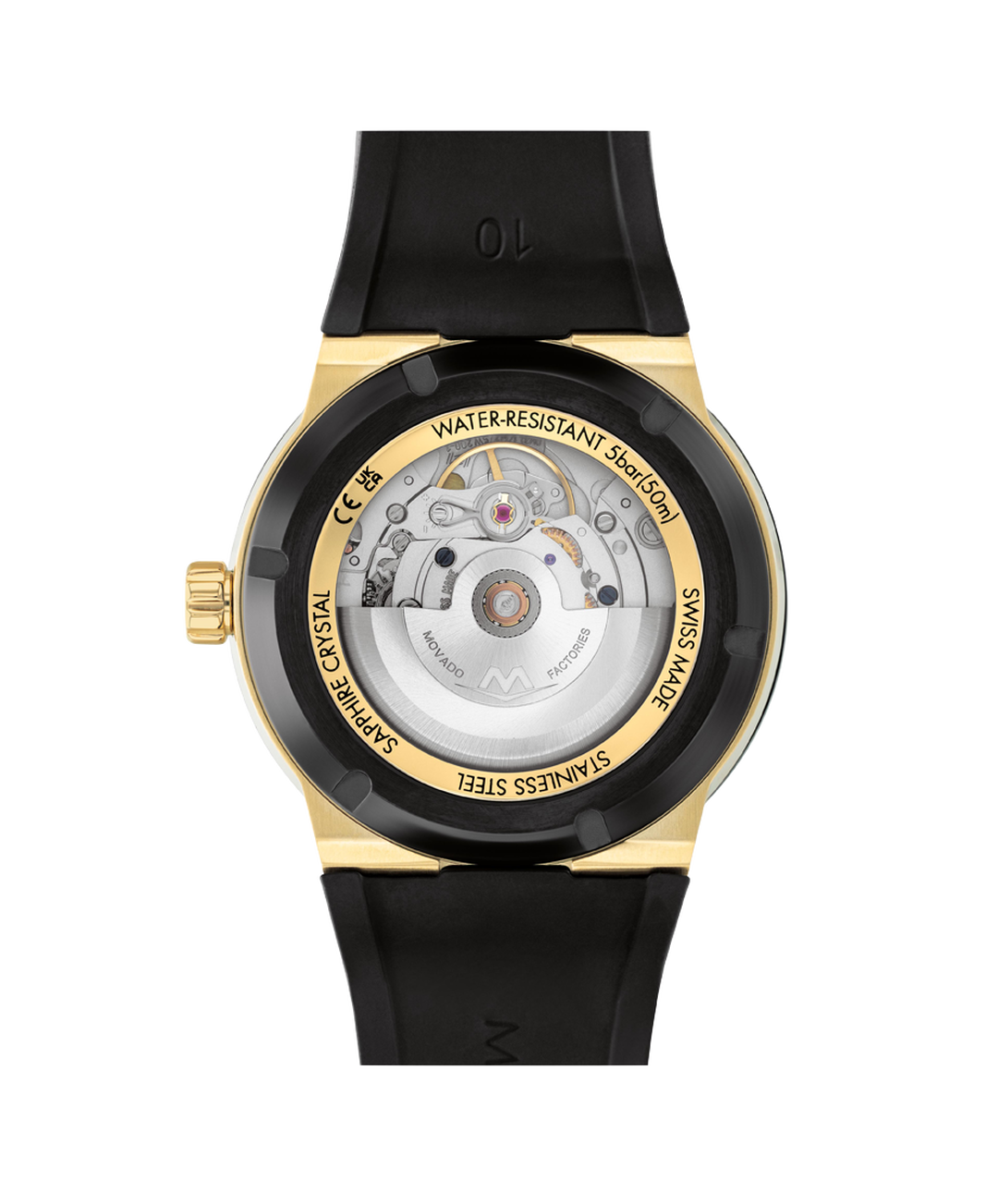 Movado Bold Fusion, Exhibition Dial and Case Back, 44mm, Rubber Strap, Clasp