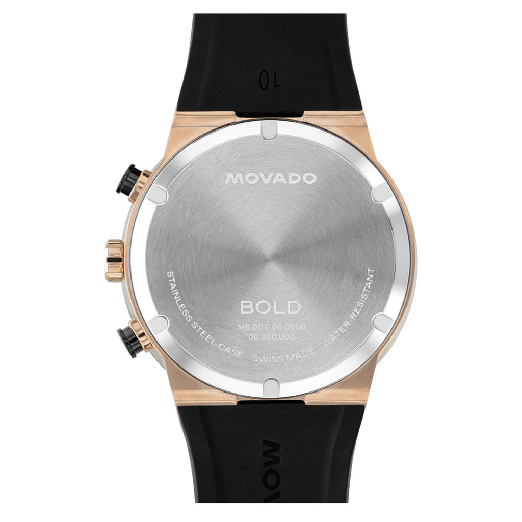 Movado Bold Fusion Chronograph, Green Dial, Ceramic Bezel, 44mm case, Rubber Strap, Clasp