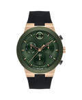 Movado Bold Fusion Chronograph, Green Dial, Ceramic Bezel, 44mm case, Rubber Strap, Clasp