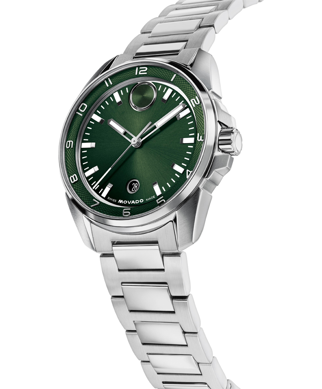 Movado Bold Verso Quartz, Green Dial, 42mm Stainless Steel Case, Bracelet